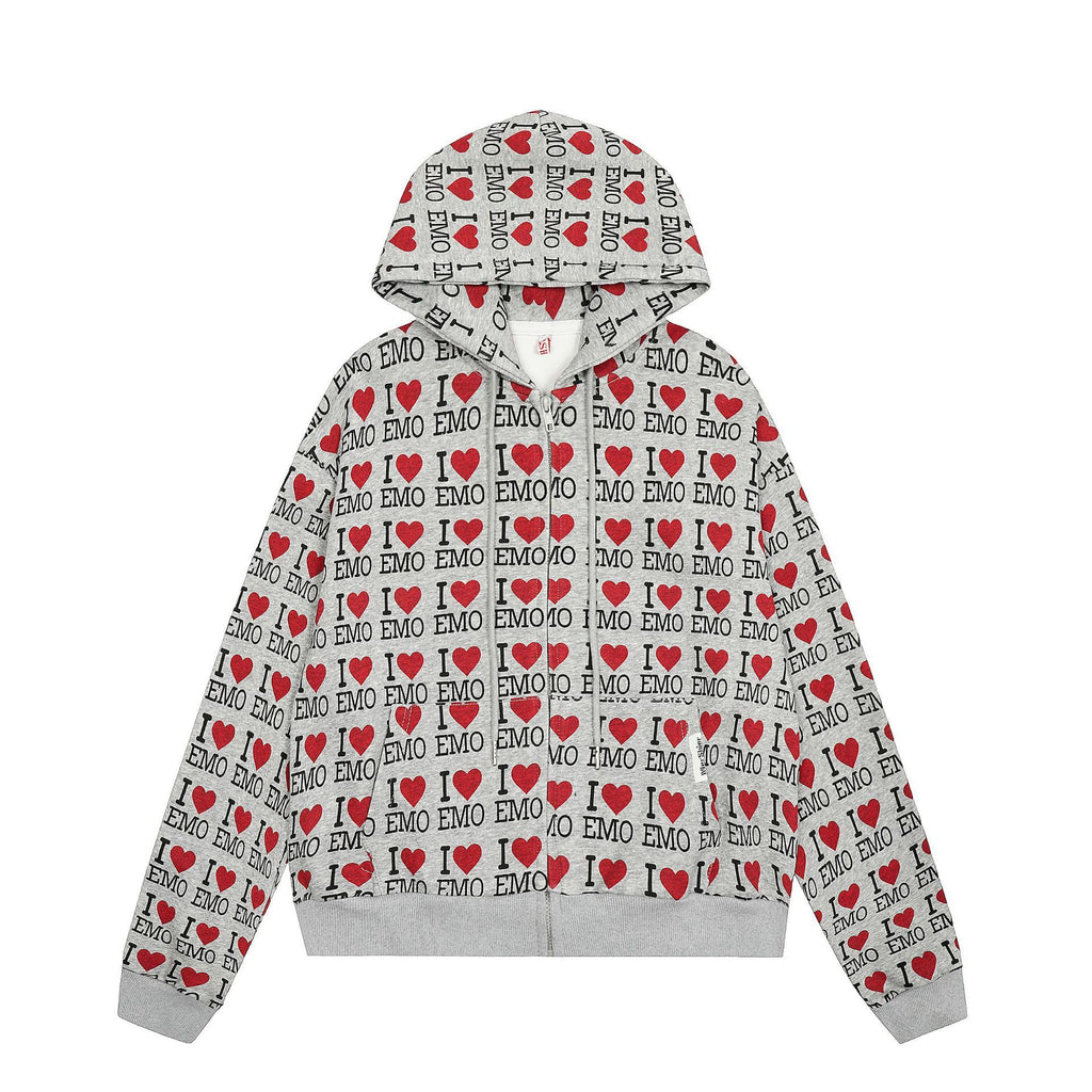 Autumn Retro Pattern Hooded Sweater Cardigan