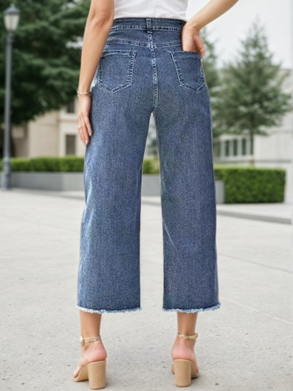 2025 New Women's Fashionable Casual Plus Size Jeans, High Waist Wide Leg 7-inch Straight Leg Jeans, Suitable For Various Clothing, Women's Plus Size Women's Clothing